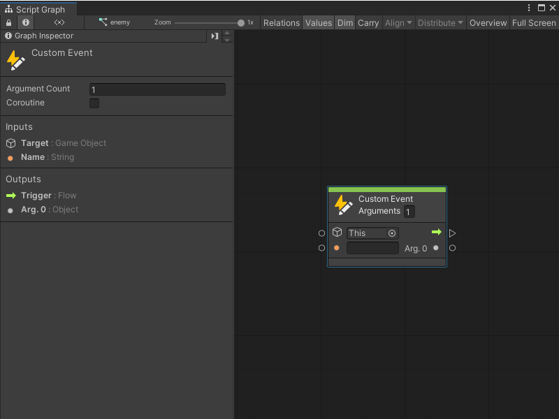 A custom event node