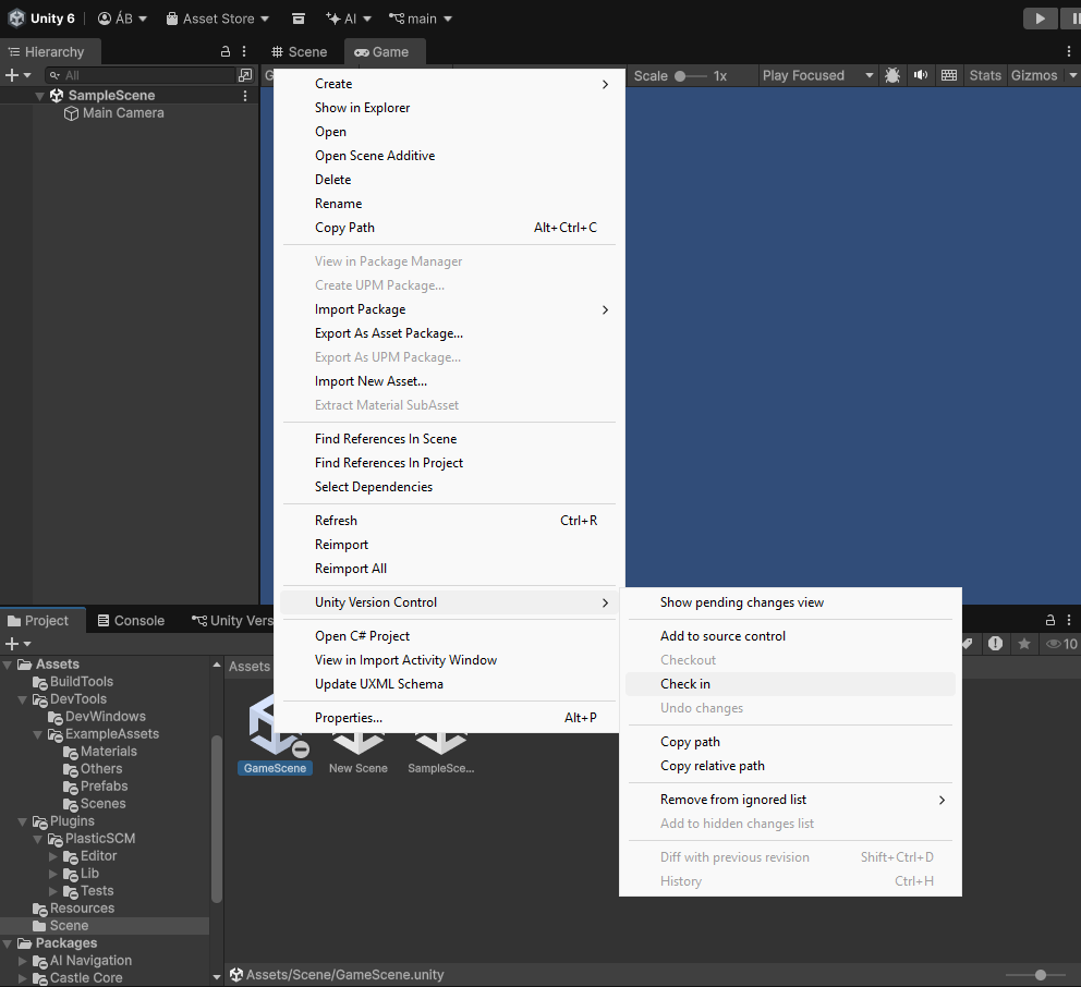 Checkin using contextual menu