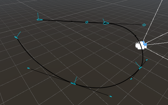 Editing a dolly path in the Scene view